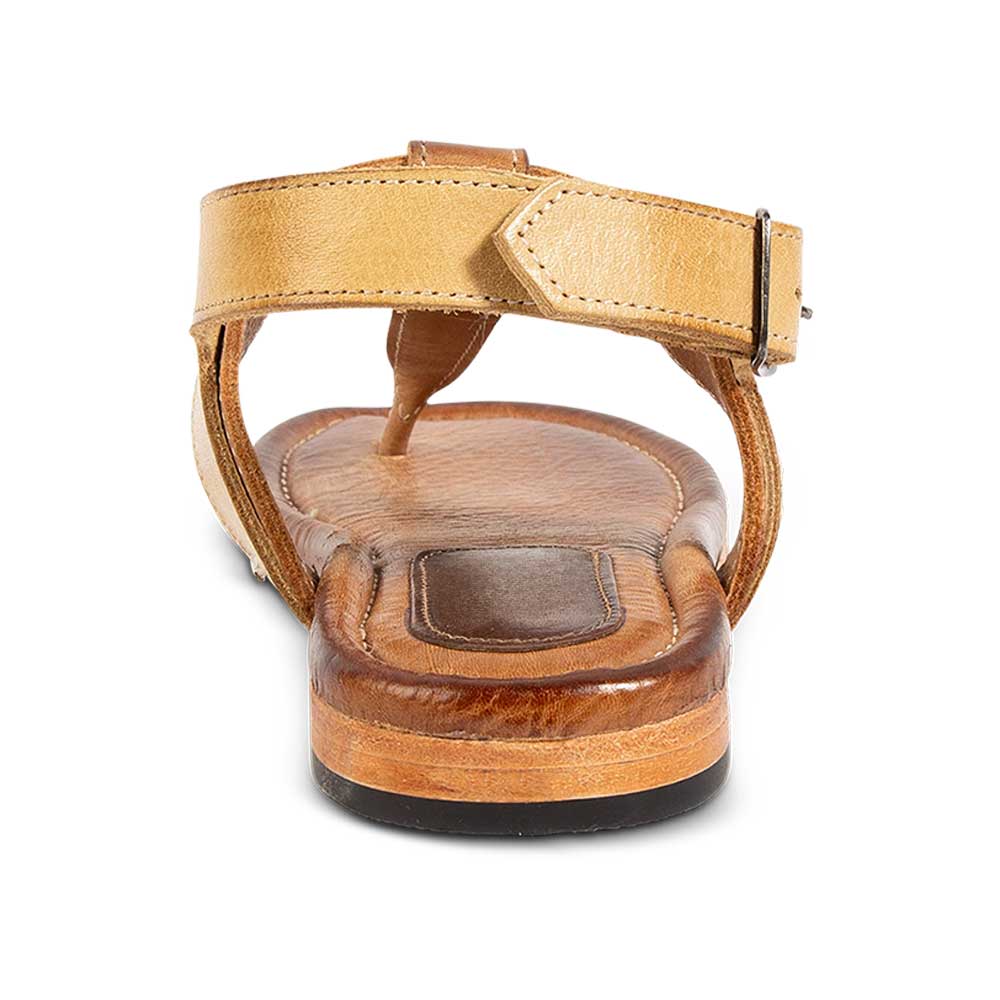 Tan Open Toe Summer Sandals Buckle Strap T-Strap Flat Beach Shoes