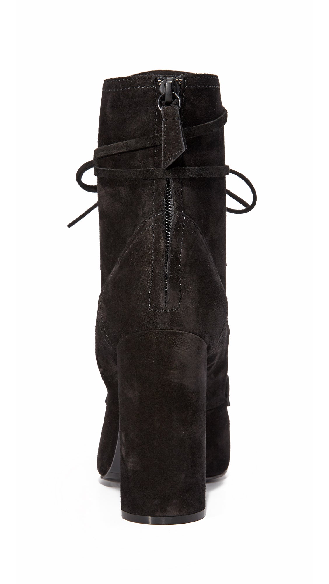 Black Lace Up Booties Chunky Heel Women's Closed Toe Ankle Boots