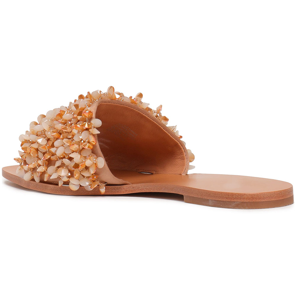 Tan Open Toe Flats Women's Slide Sandals