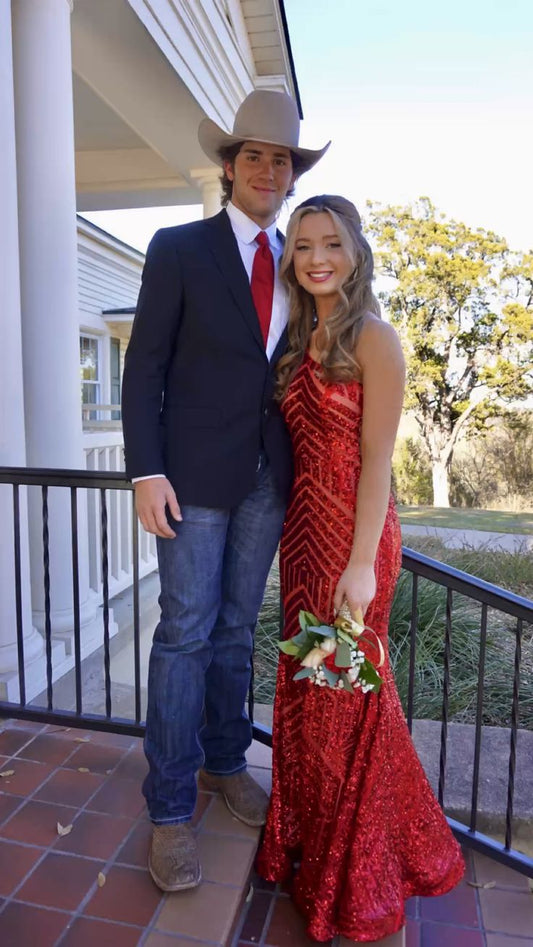 One Shoulder Sequin Prom Dresses, Mermaid Long Evening Dress