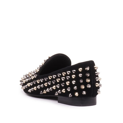 Black Round Toe Rivets Flats Loafer Shoes for Women