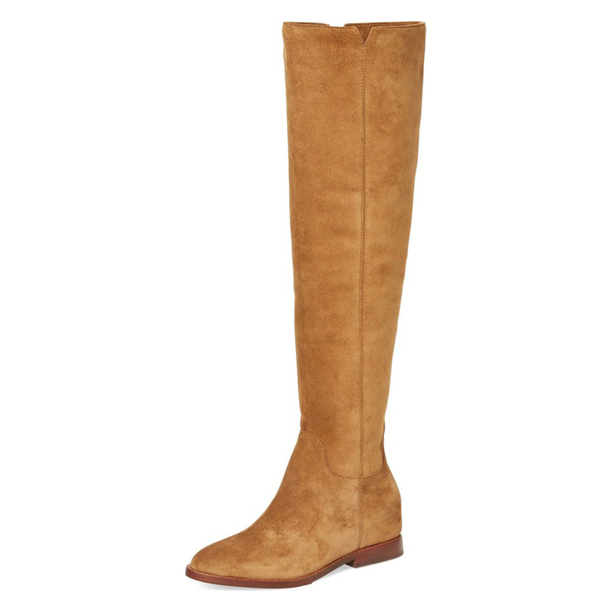 Tan Vegan Suede Vintage Comfortable Flat Knee High Boots