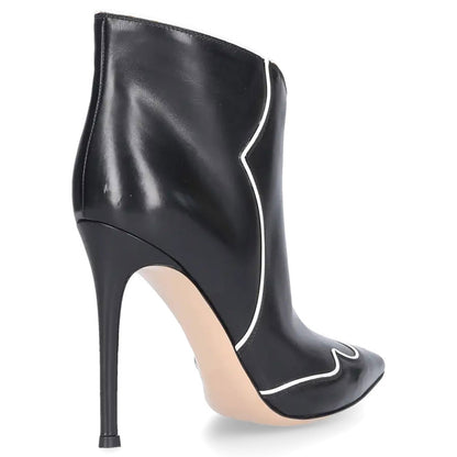 Women's Stiletto Heel Pointy Toe Slip-On Ankle Boots in Black