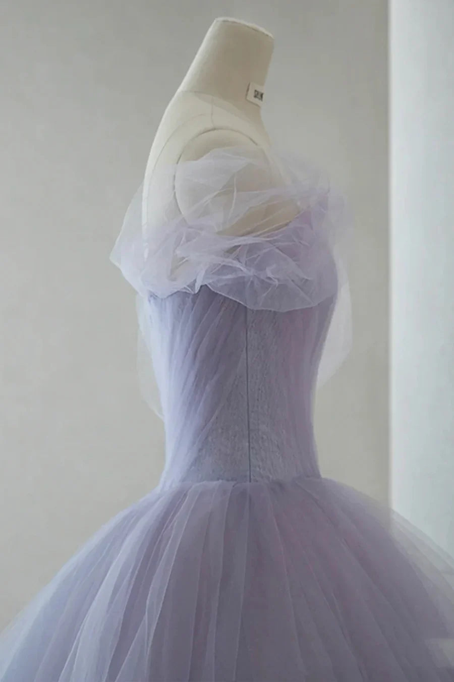 Previous Next   Purple Tulle Short Prom Dress, A-Line Off the Shoulder Party Dress TP612
