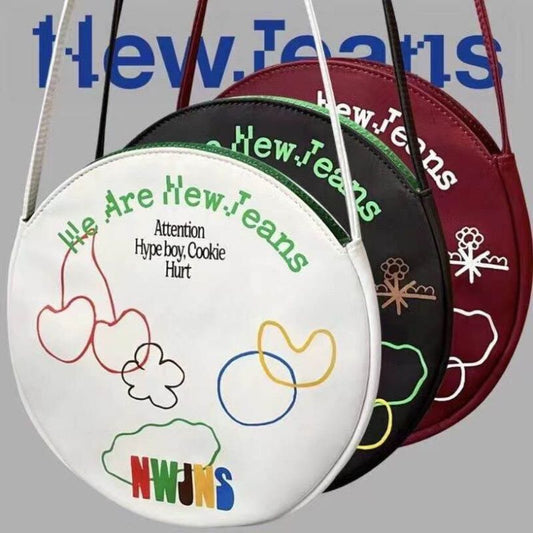 Women Fashion Casual Solid Color PU Round Letter Printed Clutch Bag