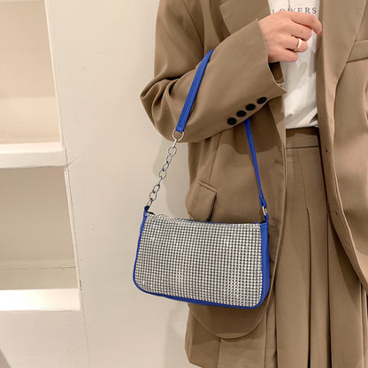 Sac à main tendance pour femme avec fermeture éclair et strass 