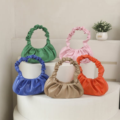 Sac à bandoulière plissé de couleur unie pour femme 