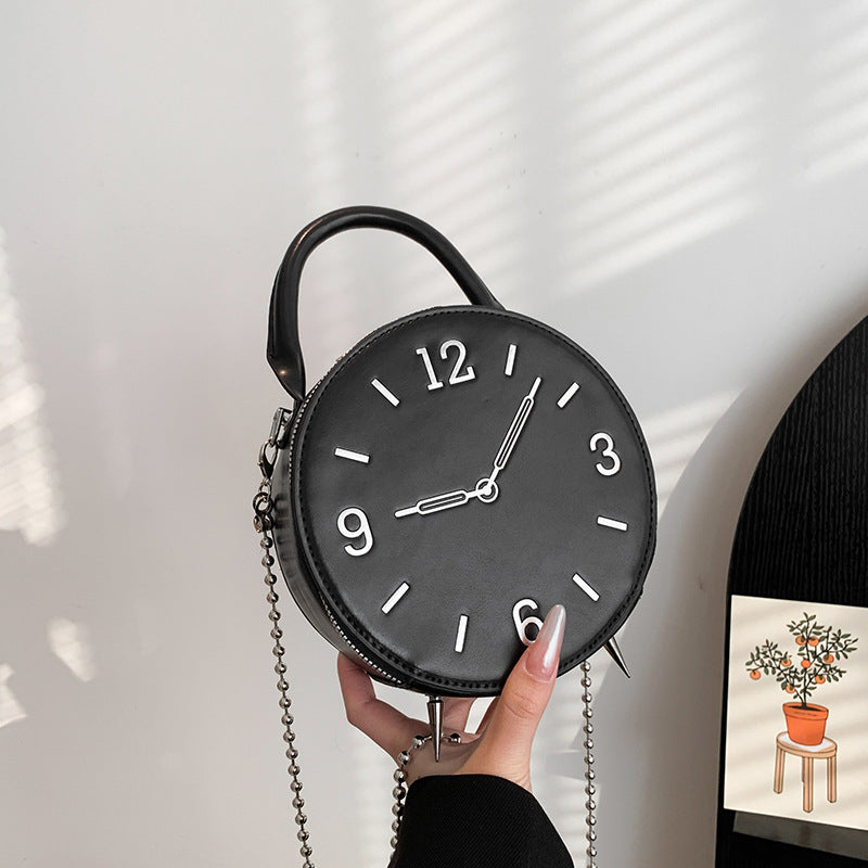 Creative Fashion Round Clock Shoulder Bag