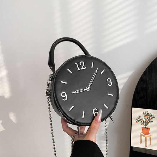 Creative Fashion Round Clock Shoulder Bag
