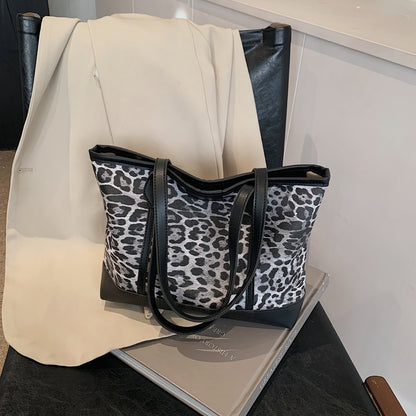 Women Fashion Retro Leopard Pu Tote Bag