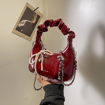 Fashionable Solid Color Chain Handbag Crossbody Bags