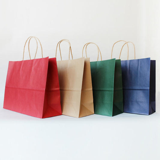 Solid Color Kraft Paper Gift Tote Bag
