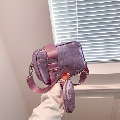 Ensemble deux pièces de sacs à bandoulière carrés, décontractés et simples, de couleur unie, pour femmes 