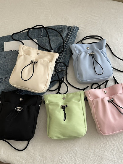 Simple Drawstring Canvas Mini Crossbody Bag