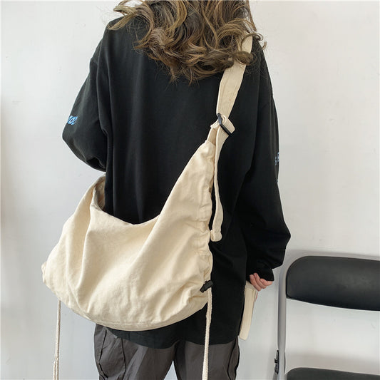 Women Fashionable Simple Solid Color Large Capacity Zipper Crossbody Bag