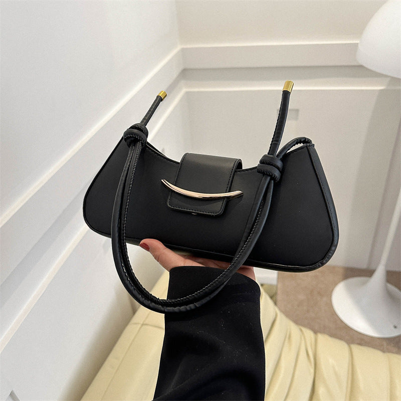 Women Fashion Simple Solid Color Flap Zipper Shoulder Underarm Bag