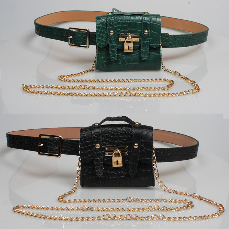 Women Fashion Waist Bag Belt Metal Chain Vintage Belt Bag