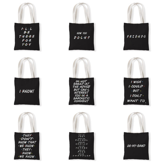 Women Fashion Creative Friends Printed Canvas Tote Bag