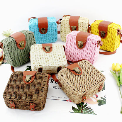 Sac à bandoulière tissé solide à la mode pour femme 