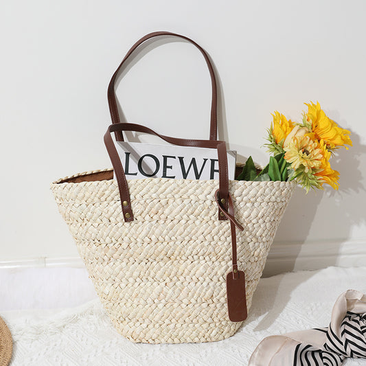 Women'S Fashion Vacation Straw Woven Tote Handbag