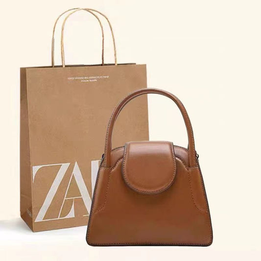 Women Fashion Solid Color Flap Handle Crossbody Bag