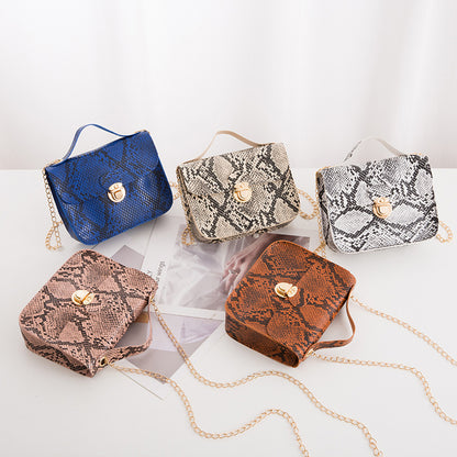 Women Fashion Snake Pattern Vintage Messenger Mini Bag