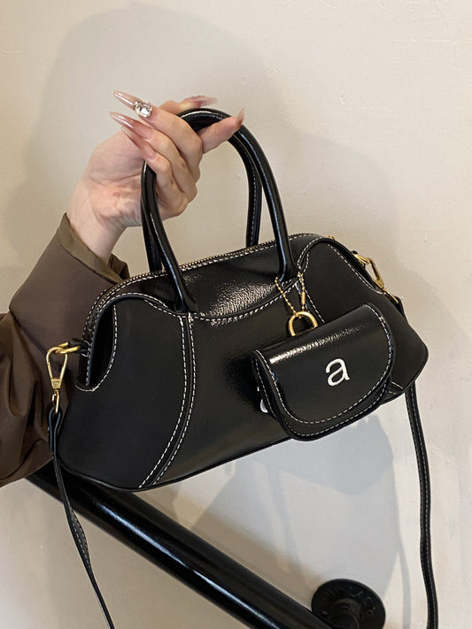 Sac à main décontracté simple et uni pour femme avec pendentif 