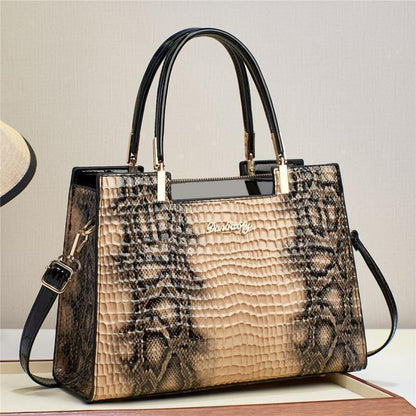 Women'S Stylish Snakeskin Embossed Large-Capacity Handbag