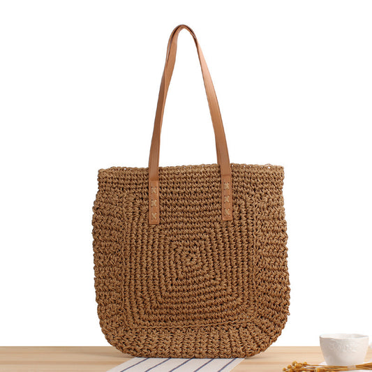 Sac à bandoulière tissé à la main en paille pour femme 