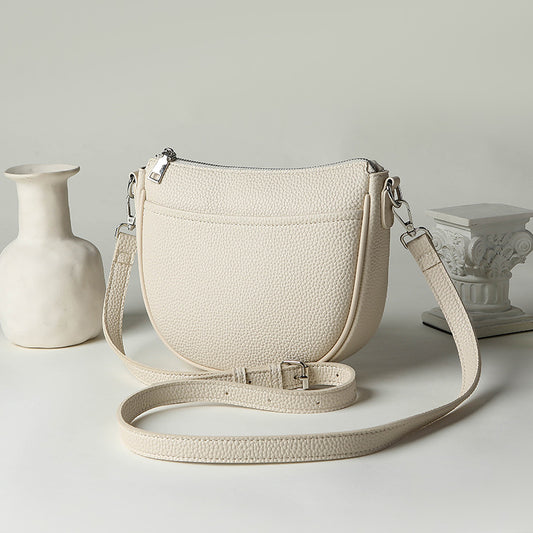 Sac à bandoulière décontracté à fermeture éclair de couleur unie pour femme 