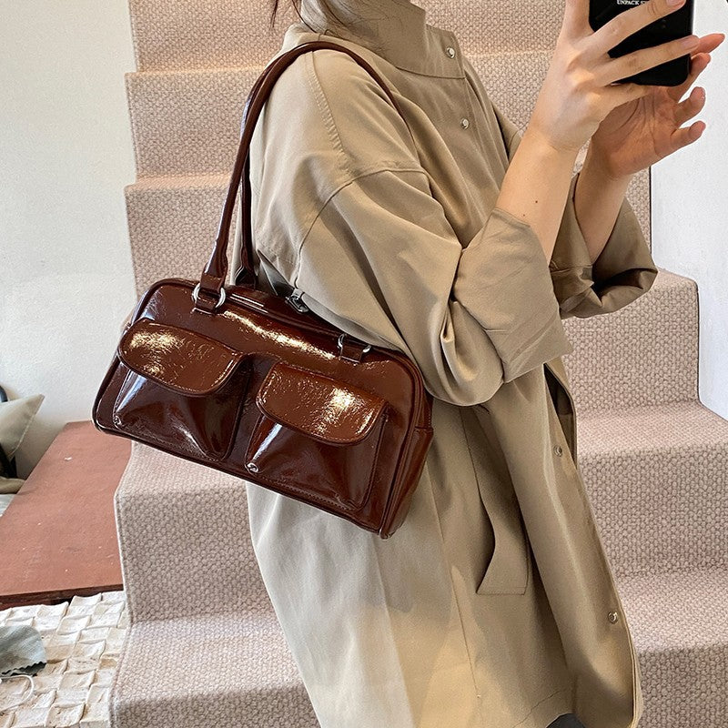 Sac à bandoulière décontracté rétro pour femme avec poches de grande capacité 