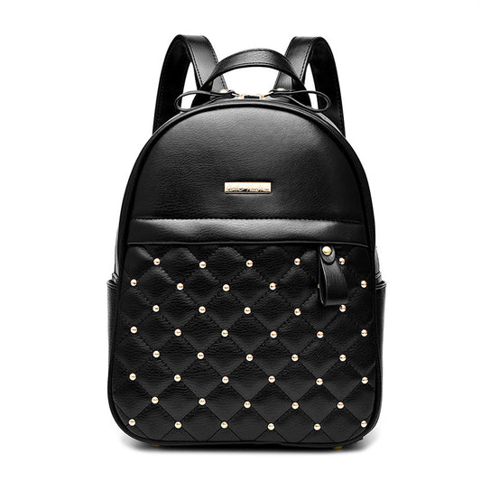 Women Fashion Rivet Design Solid Color Casual Backpack