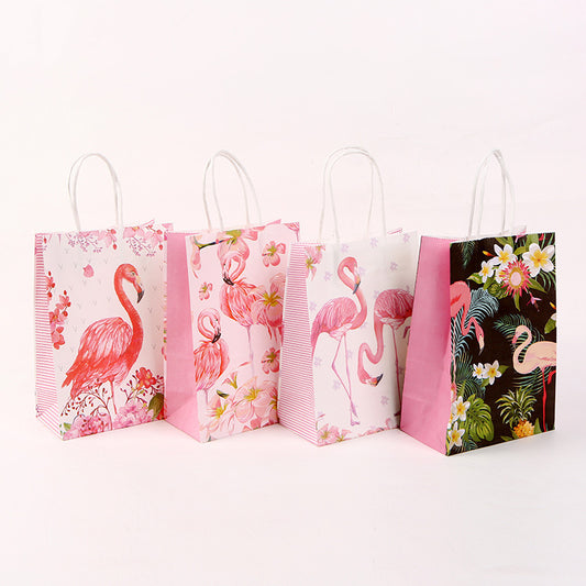 Creative Flamingo Print Kraft Paper Tote Bag