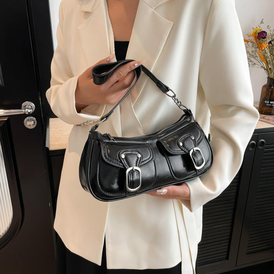 Sac à bandoulière vintage de couleur unie 