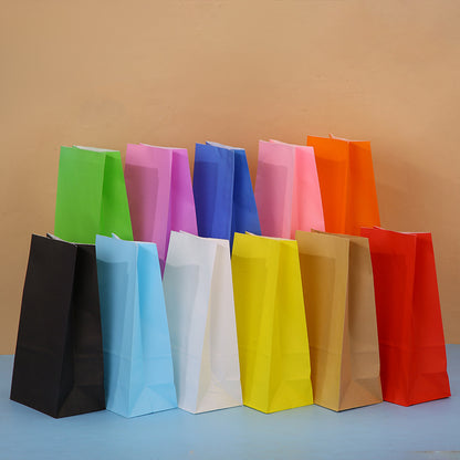 Sacs d'emballage créatifs en papier kraft de couleur unie pour fêtes 