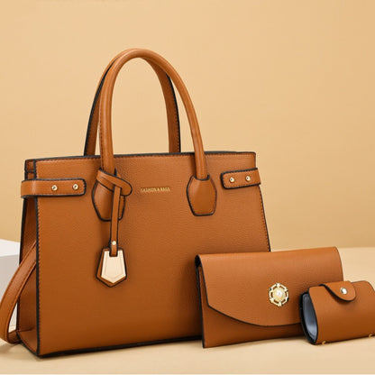 Women Fashion Casual Simple Solid Color 3-Piece Set Handbags