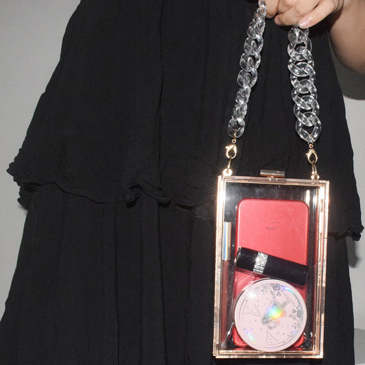 Women Acrylic Transparent Clear Resin Portable Chain Small Square Bag