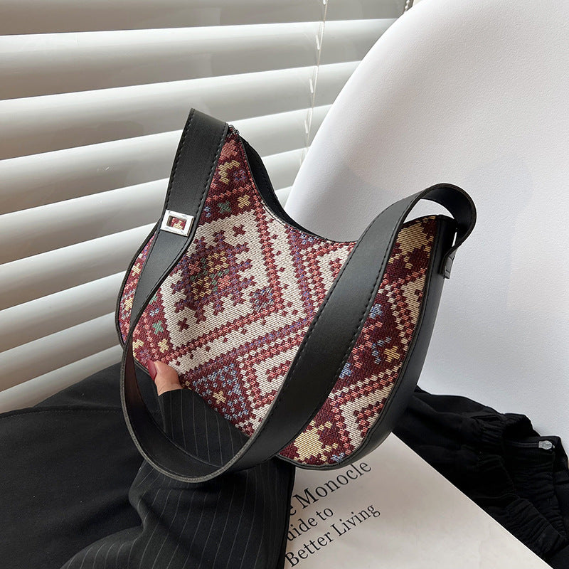 Women Fashion Casual Large Capacity Geometric Printed Shoulder Bag