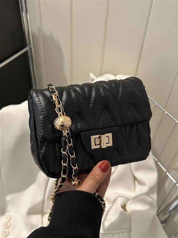 Sac bandoulière simple et tendance avec chaîne rhombique brodée 