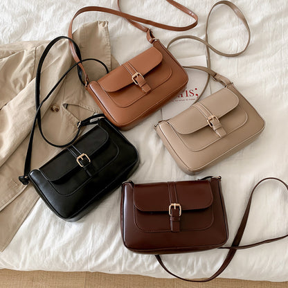 Simple Solid Color Clap Shoulder Bag