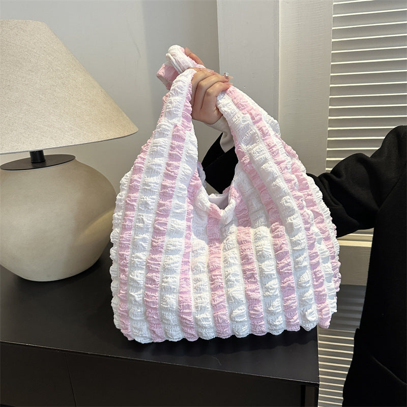 Sac fourre-tout plissé décontracté de grande capacité pour femme 