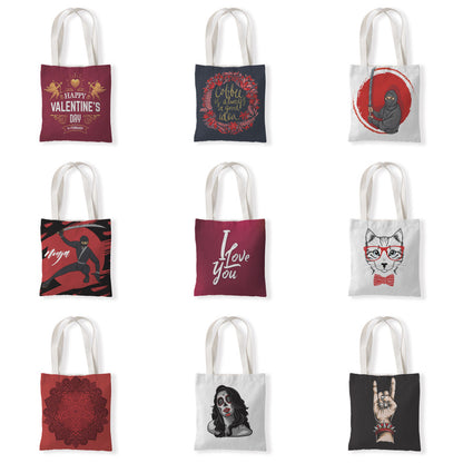 Women Fashion Horror Graphic Printed Canvas Tote Bag