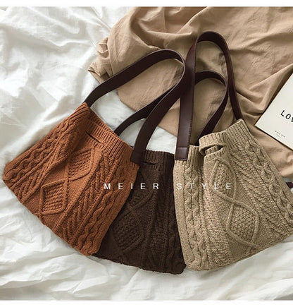 Women'S Fashion Retro Wool Knitted Shoulder Bag