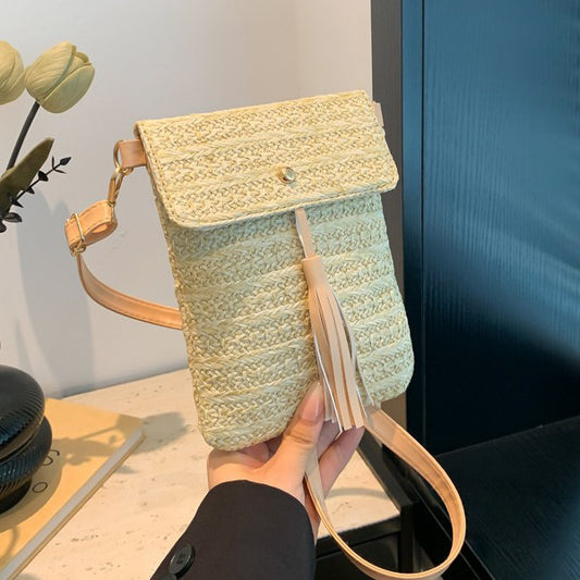 Mini sac bandoulière tendance en paille 
