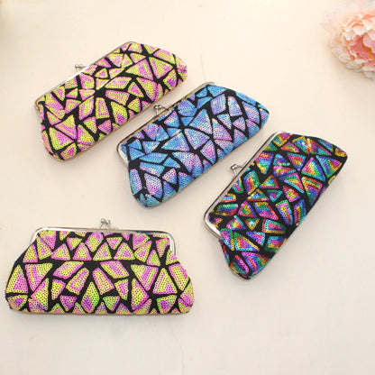 Women Fashion Creative Sequin Geometric Pattern Long Coin Purse