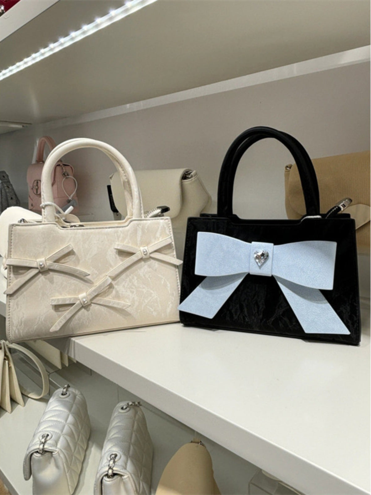 Women Fashion Bow Square Hand Shoulder Bag