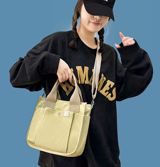 Women Casual Solid Color Handheld One Shoulder Canvas Bag