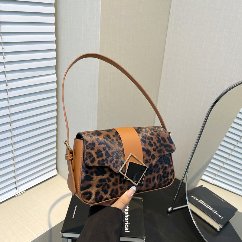 Sac à bandoulière décontracté à imprimé léopard pour femme 