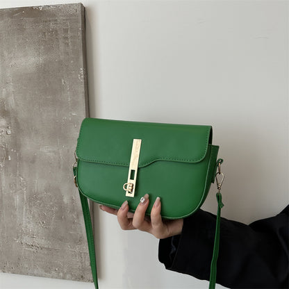 Simple Solid Color Clap Lock Shoulder Bag