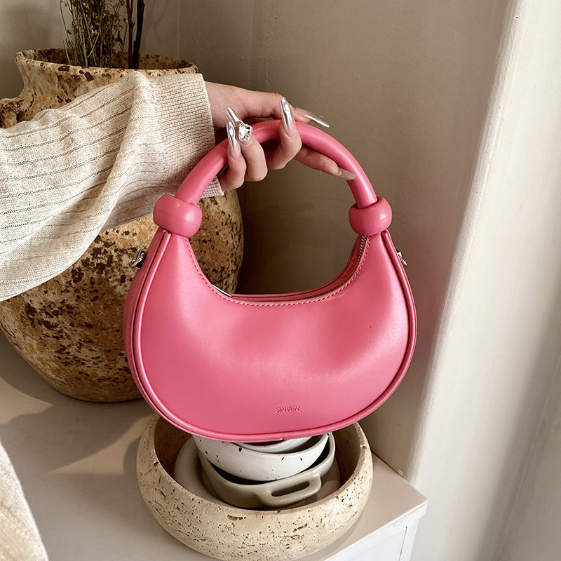Fashionable Casual Solid Color Portable Shoulder Bag